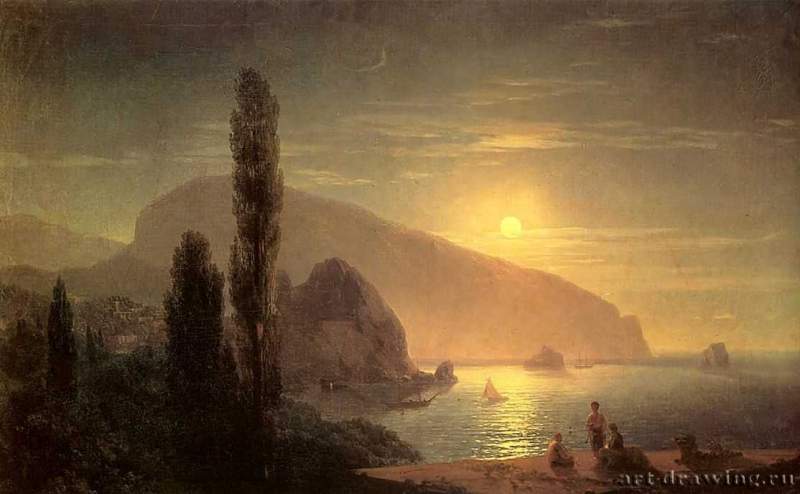 Ночь в Крыму. Вид на Аюдаг. 1859 - Night in the Crimea. View Ajudag. 1859
63 х 83 смХолст, маслоРомантизм, реализмРоссияОдесса. Одесский художественный музей